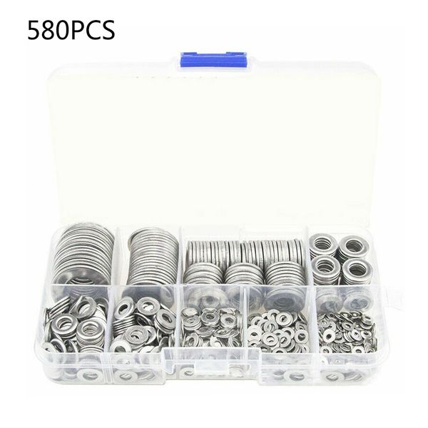 

580pcs m2-m12 box 304 stainless steel flat gasket washer set