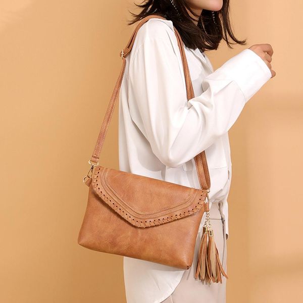

messenger crossbody tassel shoulder bags fashion new bags for women 2019 summer women leather bag solid phone bag bolsos mujer#w