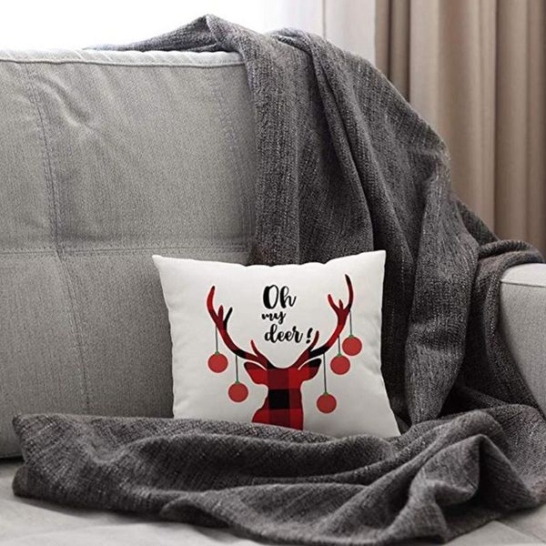 

pillow case christmas xmas sofa car throw merry cushion linen red festive decor home gift square plaid deer cover c v7v7