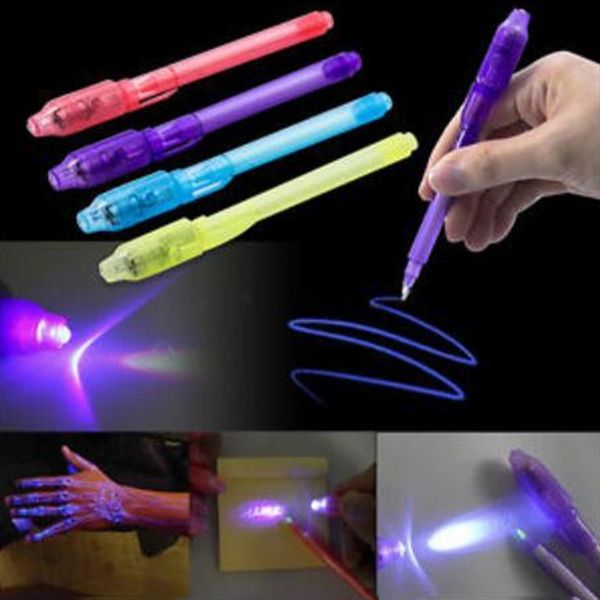 

2 in 1 uv light magic invisible pens creative stationery invisible ink pens plastic highlighter marker pen school office pens bh2545 tqq, Black;red
