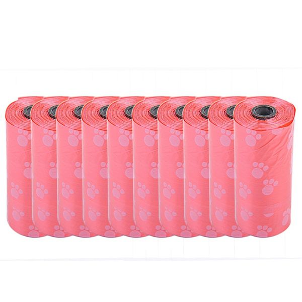 

degradable pet dog waste poop bag portable paw printing doggy bag shit picking bags multi colors 10 rolls=150pcs