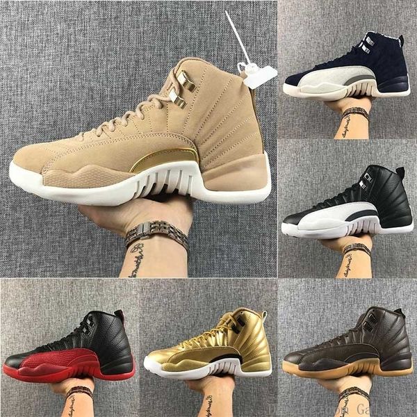 

new 12 12s men basketball shoes winterized wntr gym red michigan white black flu game taxi playoff blue sports sneakers trainers size 36-46
