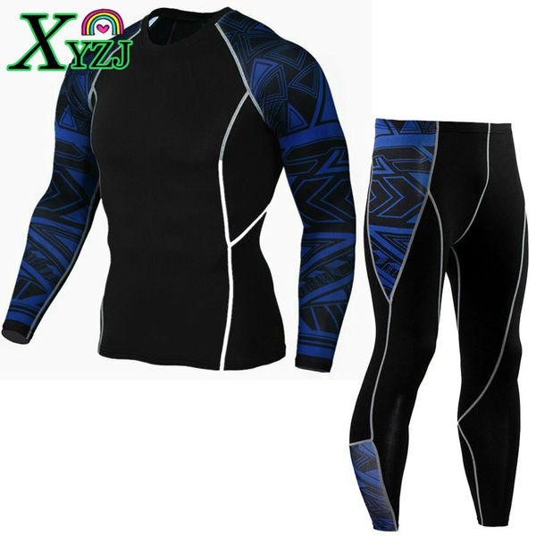 

sportswear set men bodybuilding gym sports running yoga fitness sweatpants sweatsuit round collar long sleeve slim tight sportswear