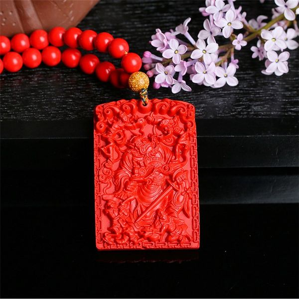 

open-light taiwan's natural zhu sand zhong yu catch ghost tag transfer body protection chinese red pendant necklace send certifi, Silver