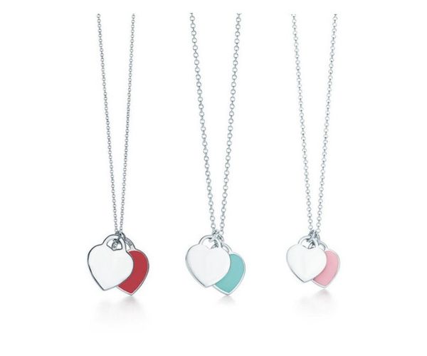 

925 sterling silver necklace double, heart shape classic elegant crystal from swarovskis charm original ladies jewelry gift