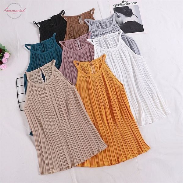

cosy women chiffon fashion solid color sleeveless ruched camisole long female clothes womens harajuku h, White