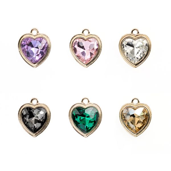 

6pcs/lot 6 colors 15.47*18.57mm silver birthstones birthday stones crystal pendant for necklace each color one piece, Bronze;silver