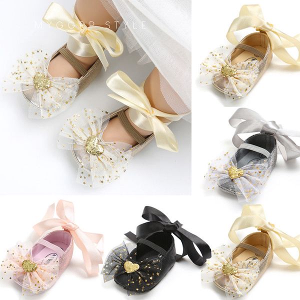 

newborn first walkers toddler baby girls bow shoes party kids flat heels shoes girls cross-tied princess fall spring