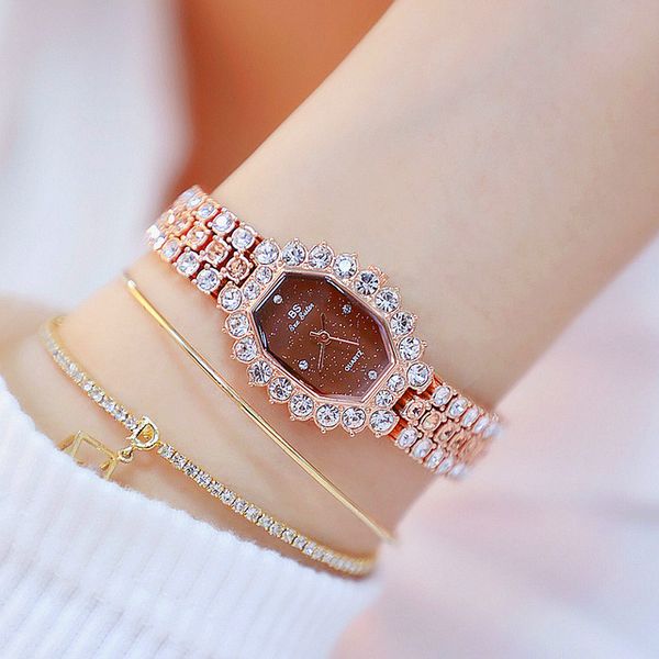 

fashion blingbling watches, bs bee sister lady's rhinestone watch female steel small dial quartz wristwatch clocks coffee watch, Slivery;brown