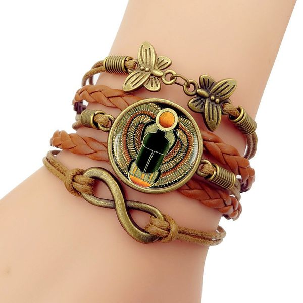 

jewelry charm bracelets good egyptian scarab time gem bracelet retro butterfly 8 word combination bracelet sold well in europe and america, Golden;silver
