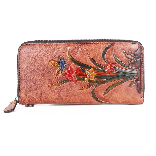 

креативный новый первый слой кожи коровы стиле ретро мульти карт длинная рука сумка с тиснением цветной прямой оптом