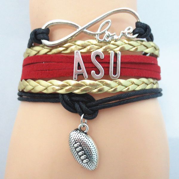

jewelry infinity love asu football team college bracelet sport friendship b09156, Golden;silver