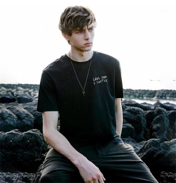 

summer letters print mens tshirts look mom i can fly festival travis scott astroworld fashion mens tees, White;black