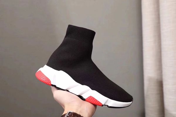 

2019 new socks and shoes high-end knitted stretch cloth sneakers two-color sole running shoes men's and women's shoes oversize mat, Black
