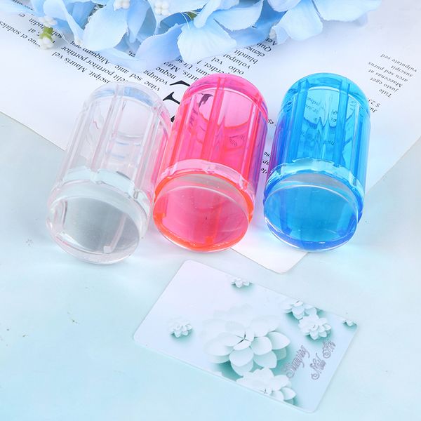 

1set clear jelly stamper transparent nail stamping stamp scraper polish print transfer nail stamper tools scraper set 3 colors, White