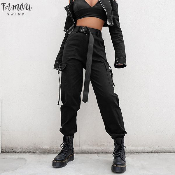 

cargo streetwear pants women casual joggers pants high waist loose female trousers korean style ladies black capri, Black;white