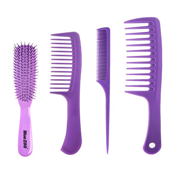 

4pcs hairdressing brush combs hair professional salon styling barber combs kit, Silver