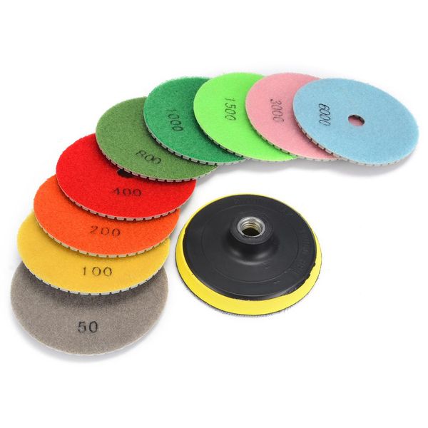 

10pcs 4" diamond polishing pads kit wet/dry for glass ceramics granite marble concrete stone polishing grinding discs tool