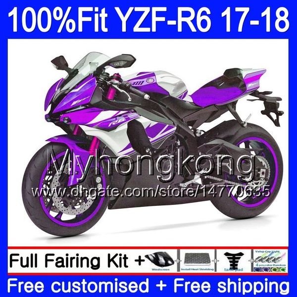 Комплект впрыска для YAMAHA YZF600 YZF R6 фиолетовый белый горячий YZF 600 YZF - R6 17 18 248HM.32 YZF R 6 YZF-600 YZFR6 2017 2018 обтекатель кузова + 7Gifts