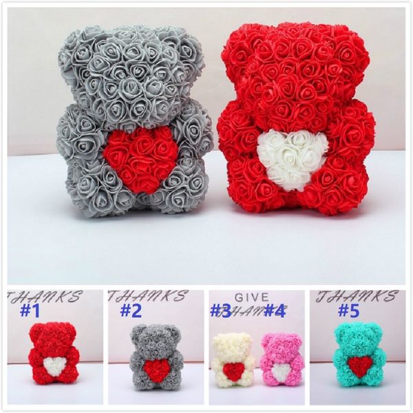 10pcs 25cm Urso de rosas com flores artificiais do coração Festival de casamento DIY Diy Casamento barato Crafts Melhor presente para Christma Air1