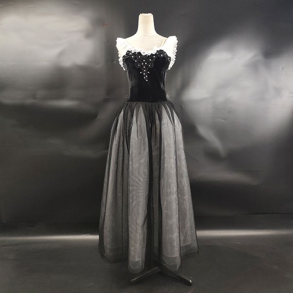 

black queen ballet dance ballerina long romantic ballet tutus girls stage black swan lake dress custom made, Black;red
