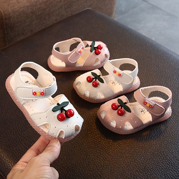

summer new baby toddler shoes girls sandals cute little cherry baby shoes soft bottom children tidefor kids 1-13 years old, Black;red