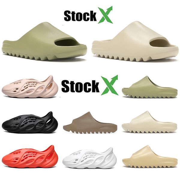 

foam runner kanye west designer slippers womens mens slides resin bone sand black red kids childrens shoes luxury outdoor slippers sale