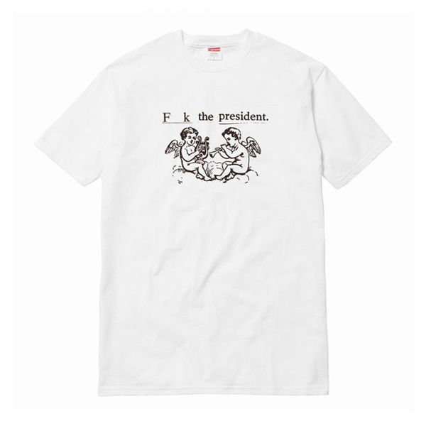 

высокое качество -17 ftp президент херувим tee мода письмо печати с коротким рукавом мужчин и женщин хлопка mens конструктора tshirt, White;black