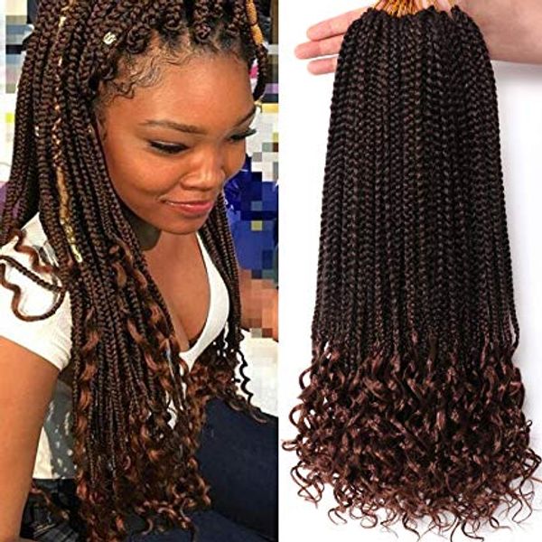 2020 18 Inch Box Braids Crochet Braids With Curly Ends 3x Box