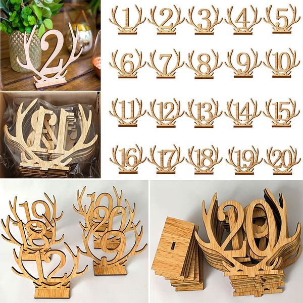 

1-20 numbers wooden wedding decoration numbers reindeer hallow shape table number for bar party xmas table decoration 20pcs/set fa2906