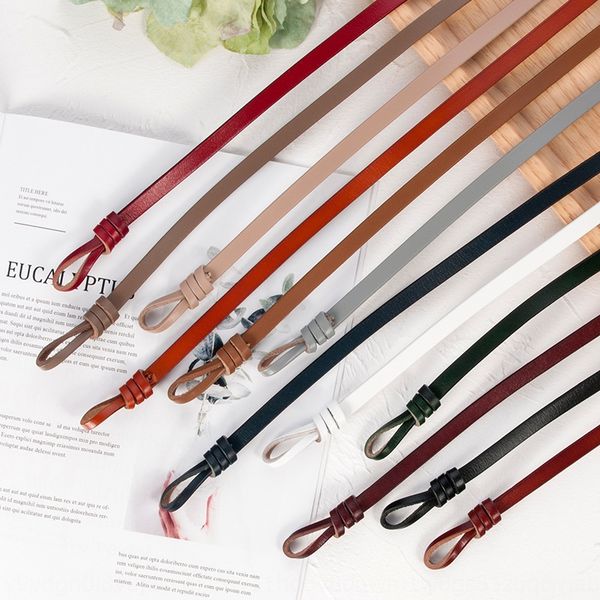 

women's casual pants belt thin all-match leather leather thin waist paint casual pants belt, Black;brown