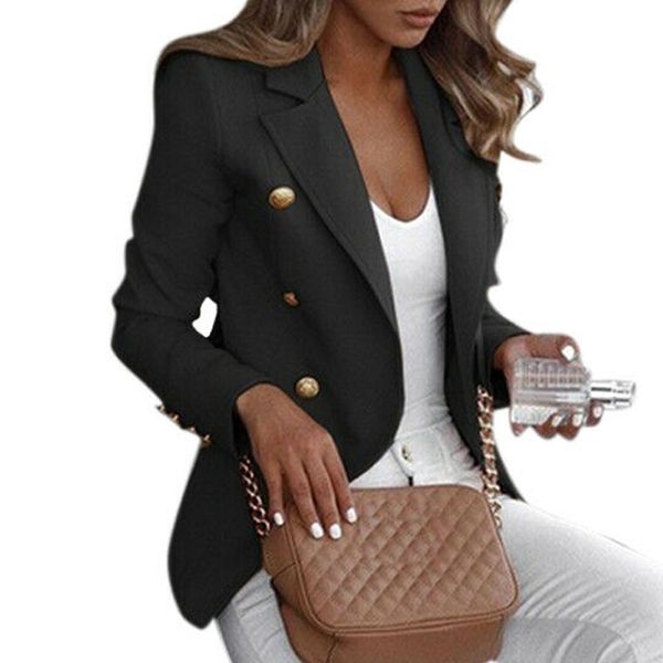 

women collar blazer suit thin jacket ladies business formal coat plus size 5xl ik88, White;black