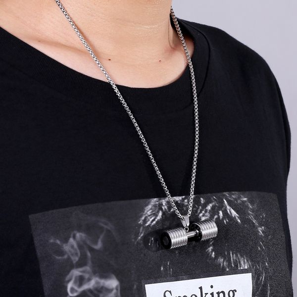 

dumbbell pendant bodybuilding fitness necklace crossfit barbell necklace fitness jewelry stainless steel