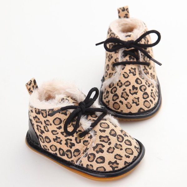 

toddler winter warm shoes casual leopard kids anti-slip baby, Black