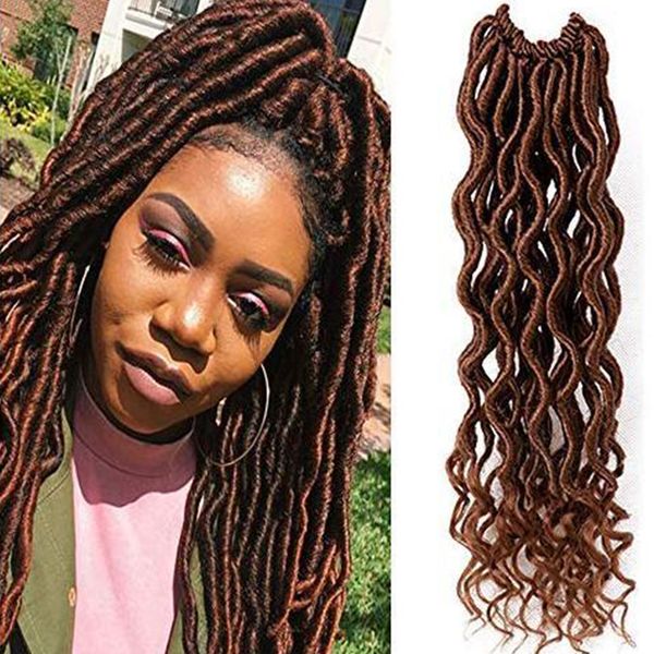 

горячо !18 дюймов богиня локс крючком плетение волос мягкие faux локс dreadlocs косы с вьющимися концами термостойкие синтетические наращива, Black