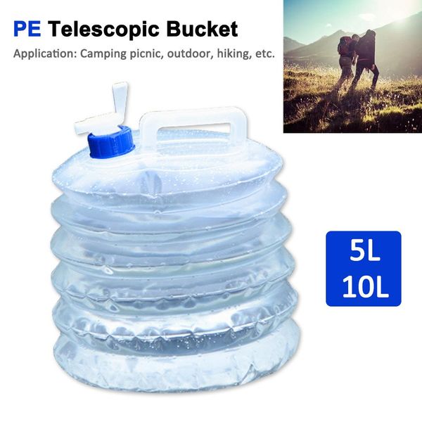 

10l pe portable outdoor folding water bucket soft tank telescopic water bag storage container bladder camping picnic 25*28cm