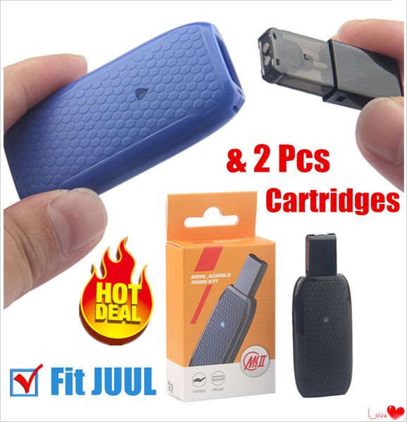 

1pcs authentic mk ii pods kit & 2 thick oil empty cartridges 350mah battery compatible juul pods cartridge pk coco smoking disposable e cig
