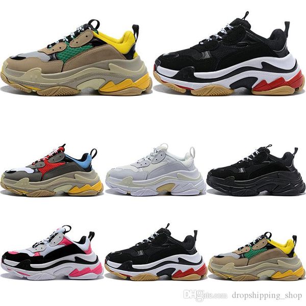 

2019 designer shoes fashion paris 17fw triple s sneaker casual dad shoes for men's women black pink white ceahp sports sneakers size 36