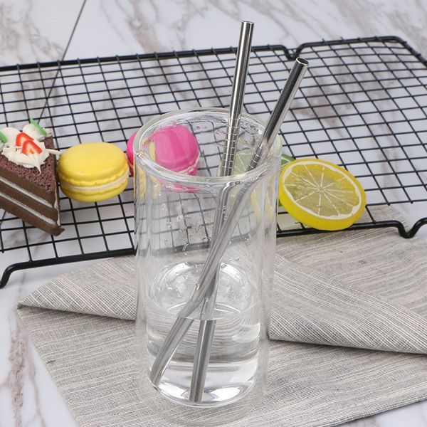 

5pcs drinking straw reusable straws cleaner brush set 2018 eco friendly stainless steel metal straw