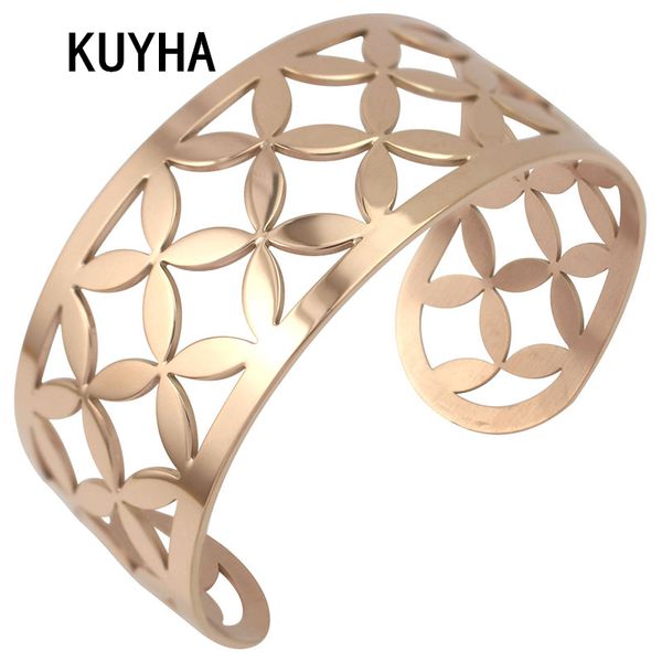

bangle for women men hollow geometric gold/rose gold/silver color fashion european charm wide jewelry, Black