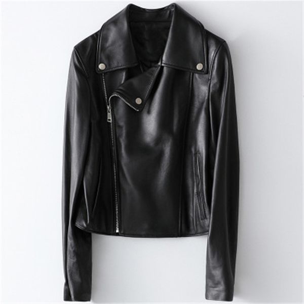 

2020 women spring genuine real sheep leather jacket h58, Black