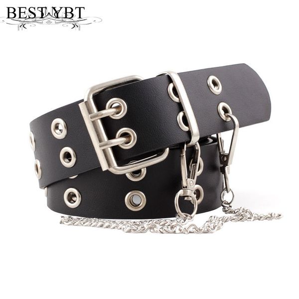 

ybt women belt imitation leather pin buckle belt new punk wind jeans fashion individual decorative chain women, Black;brown