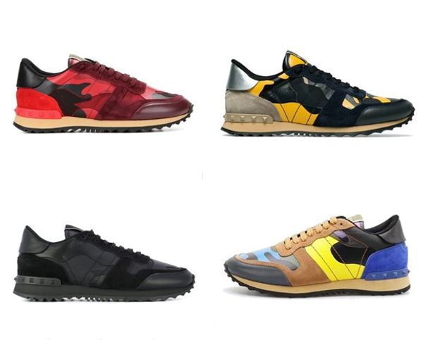 

new flat shoes color camo suede studded camouflage rock runner sneaker shoes for women men stud casual designer shoes sneakers chaussures, Black