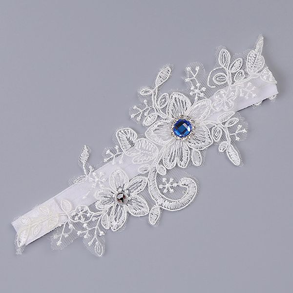 

women cosplay exquisite embroidery thigh ring wedding leg garter fashion rhinestone party comfortable bridal elastic floral, Black;white
