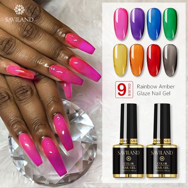 

saviland jelly glass candy gel nail polish rainbow amber glaze nail gel attribute primer nails art manicure, Red;pink
