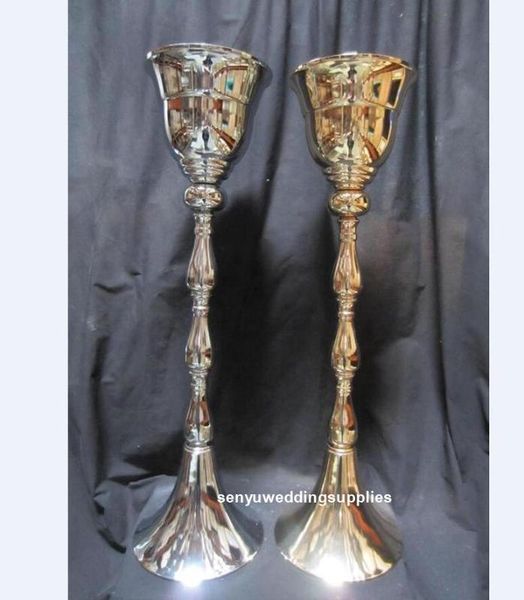 

10pcs)33inch gold metal centerpiece flower stand vase for wedding table decoration senyu1810