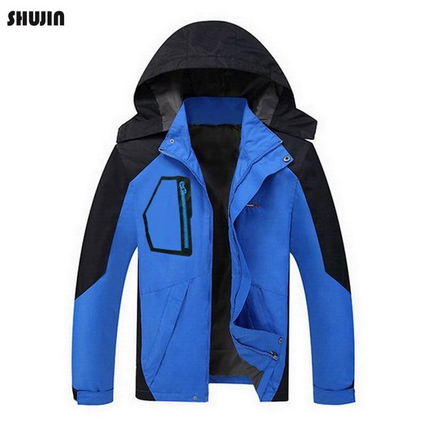 

shujin 2019 men's waterproof jacket spring autumn outdoor sport coat hiking camping trekking skiing male jackets fashion new, Black;brown