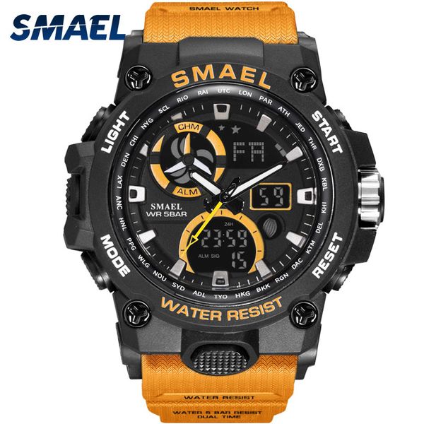 Sport Watch Men Smael Marca Toy Mens Relógios militar do exército S Choque 50m de pulso à prova d'água 8011 Moda Masculina Relógios esporte LY191213