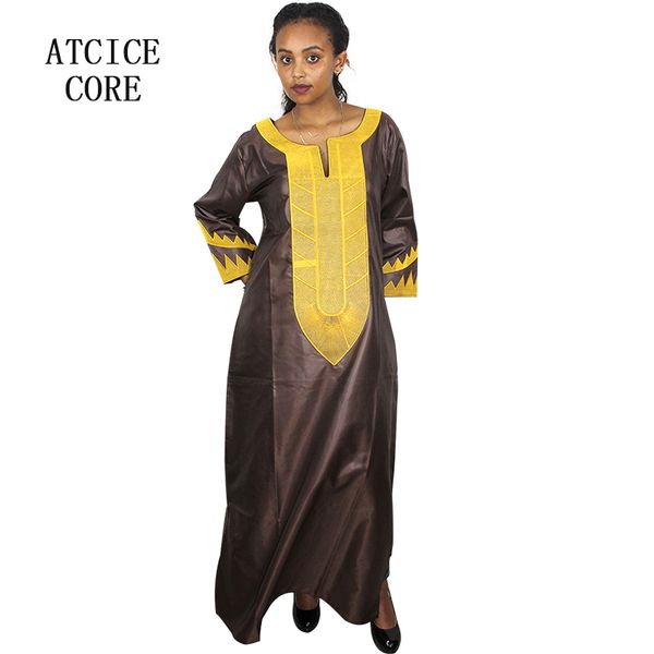 

african fashion design soft silk material embroidery design dress long dress a226#, Red