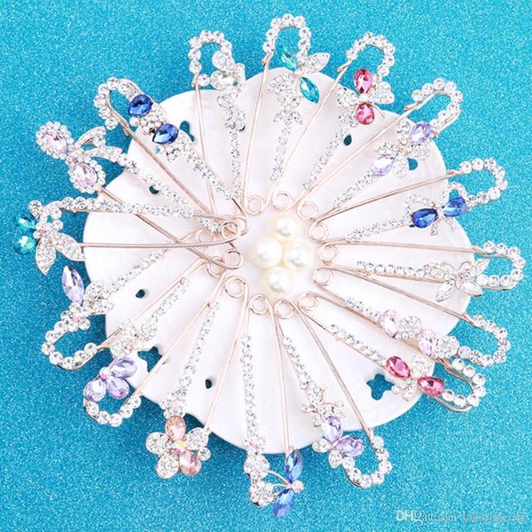 

женщины девушки rhinestone кристалл брошь pin 7.5cm свитер шали шелковый шарф костюм pin отворотом модные аксессуары mix color mix style, Gray